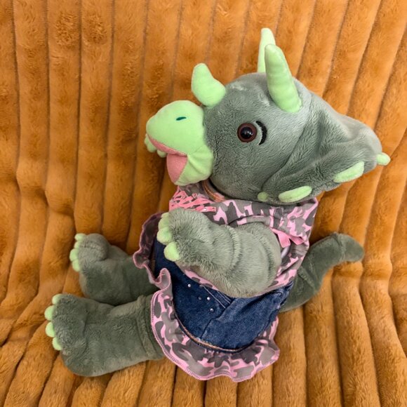 Build-A-Bear (BAB) Retired 2006 Triceratops Stuffie w/ Girl Outfit (SKU: 362TO) - Picture 7 of 11